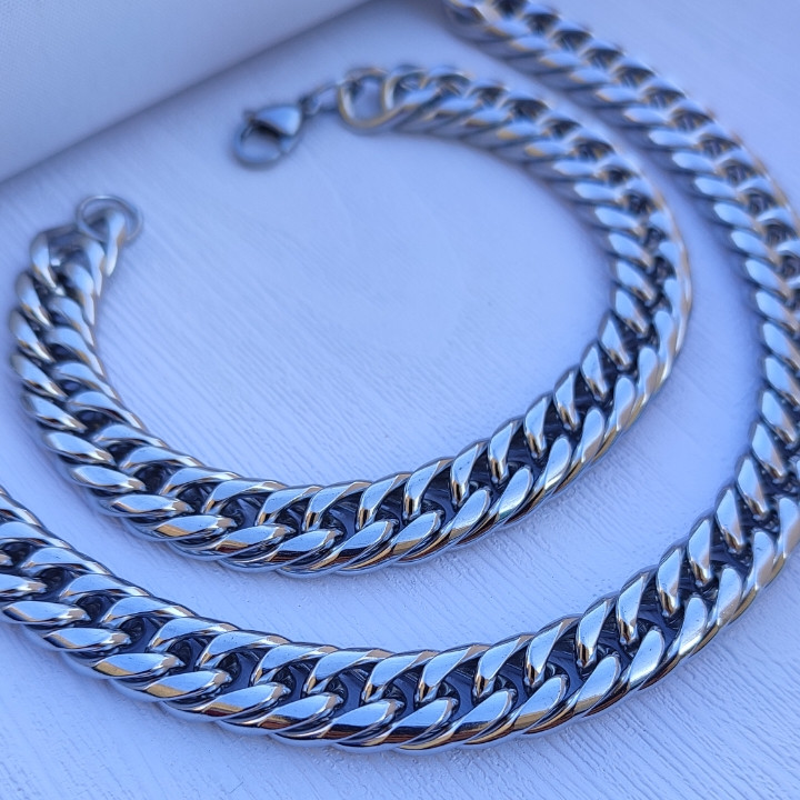 خرید گردنبند و دستبند زنجیری مردانه نقره ای