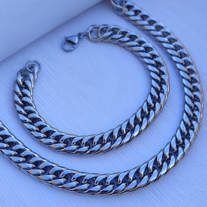 خرید دستبند و زنجیر مردانه ست رنگ ثابت