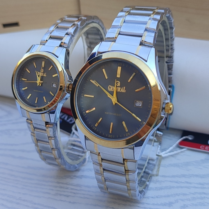 خرید ساعت ساعت زنانه مردانه جنرال نقره ای طلایی