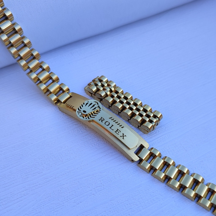 خرید دستبند مردانه طلایی رنگ ثابت رولکس
