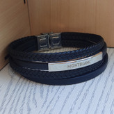 خرید دستبند چرمی مردانه مشکی مونت بلانک