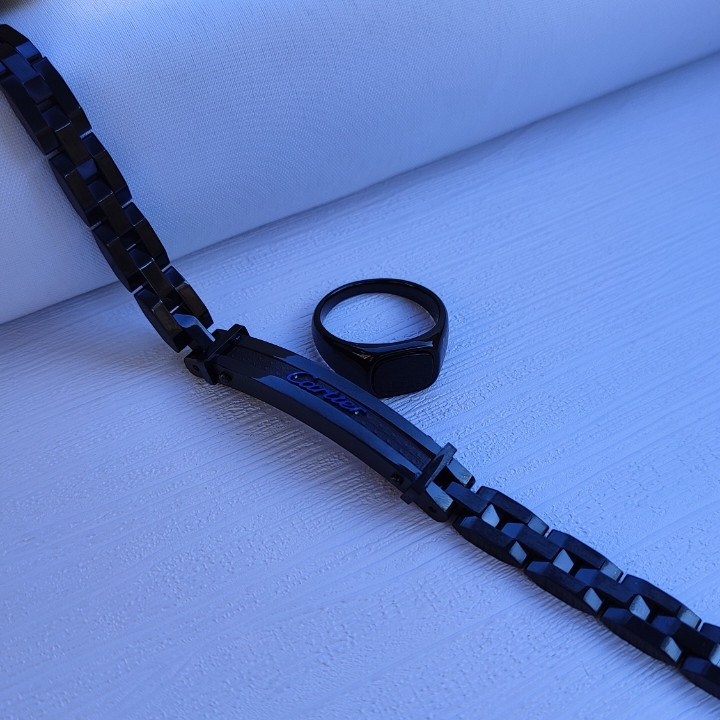 خرید دستبند و انگشتر مردانه مشکی ست