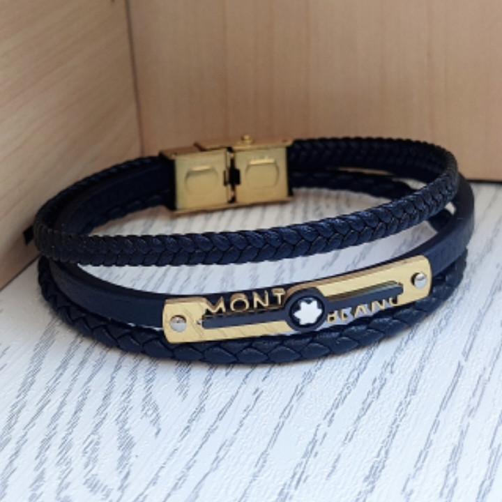 خرید دستبند مردانه چرمی مونتبلانک سه دور