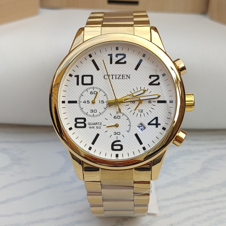 خرید ساعت سیتیزن مردانه طلایی سه موتور