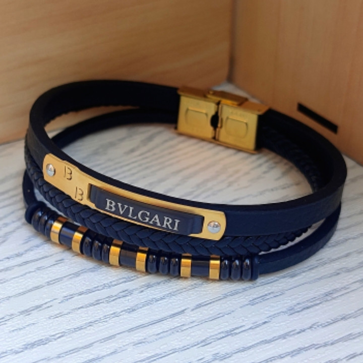 خرید دستبند مردانه چرمی چند ردیفه