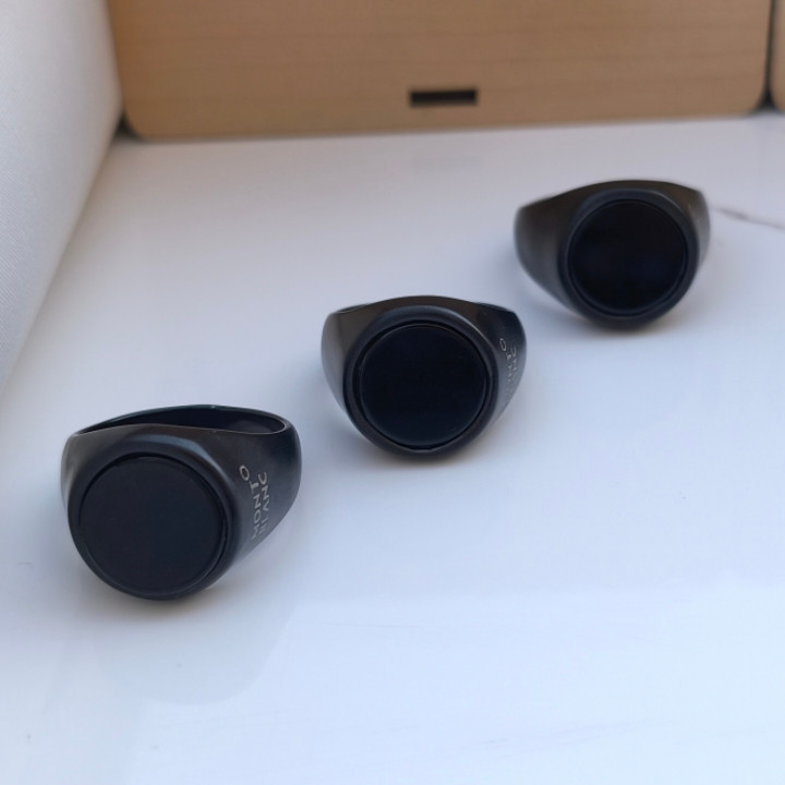 خرید انگشتر مردانه مشکی استیل رنگ ثابت مونتبلانک