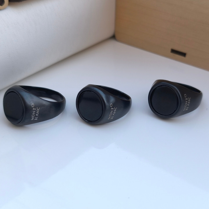 انگشتر مشکی مردانه رنگ ثابت استیل مونبلان