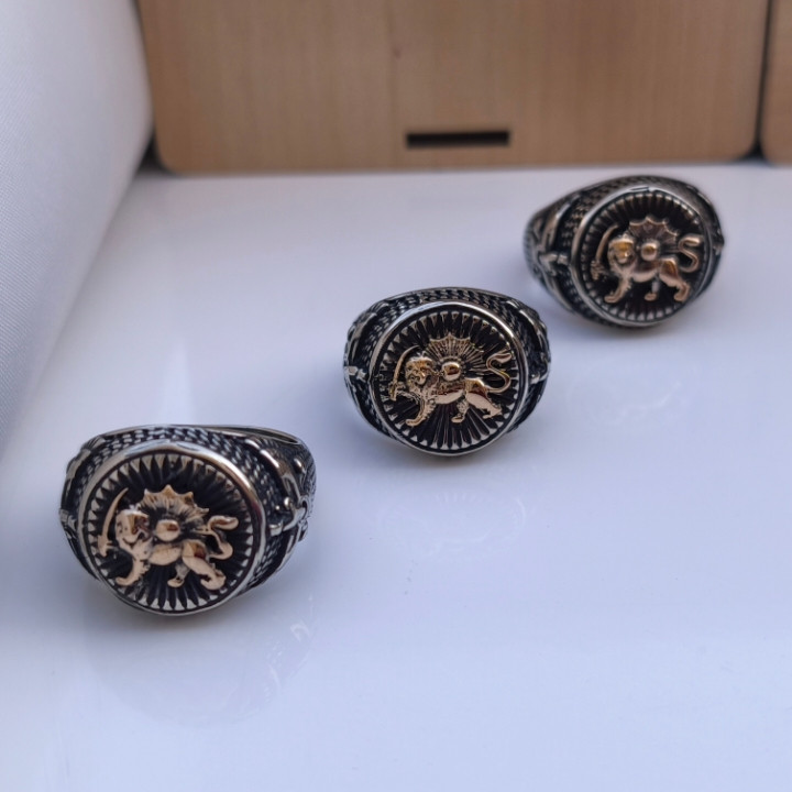 خرید انگشتر شیر و خورشید مردانه رنگ ثابت