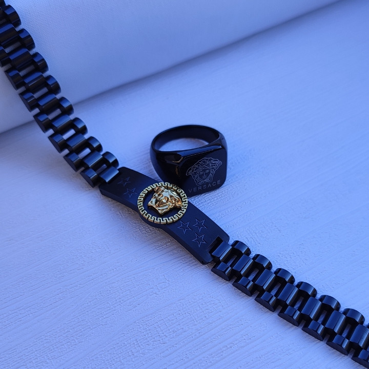 خرید دستبند مردانه مشکی رنگ ثابت شیک