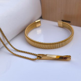 خرید گردنبند دستبند مردانه طلایی رنگ ثابت