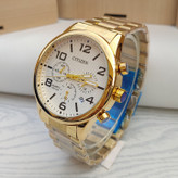 خرید ساعت طلایی مردانه استیل رنگ ثابت سه موتور