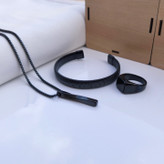 ست گردنبند و انگشتر مردانه مشکی رنگ ثابت