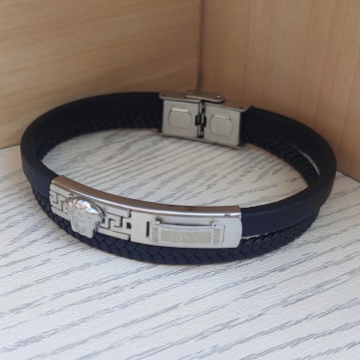 خرید دستبند ورساچه مردانه چرمی شیک