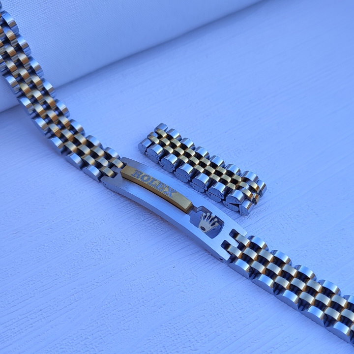 خرید دستبند مردانه شیک رنگ ثابت رولکس طلایی نقره ای