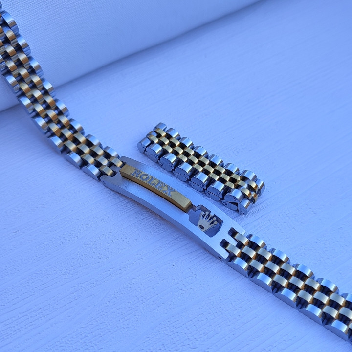 خرید دستبند مردانه شیک رنگ ثابت رولکس طلایی نقره ای