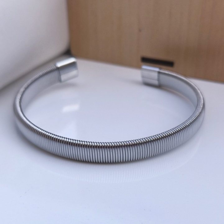 خرید بنگل مردانه نقره ای رنگ ثابت استیل