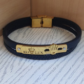 خرید دستبند چرمی مردانه رولکس دو دور مشکی