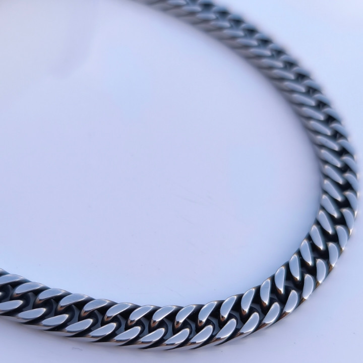 خرید زنجیر مردانه سیاه قلم رنگ ثابت استیل نقره ای