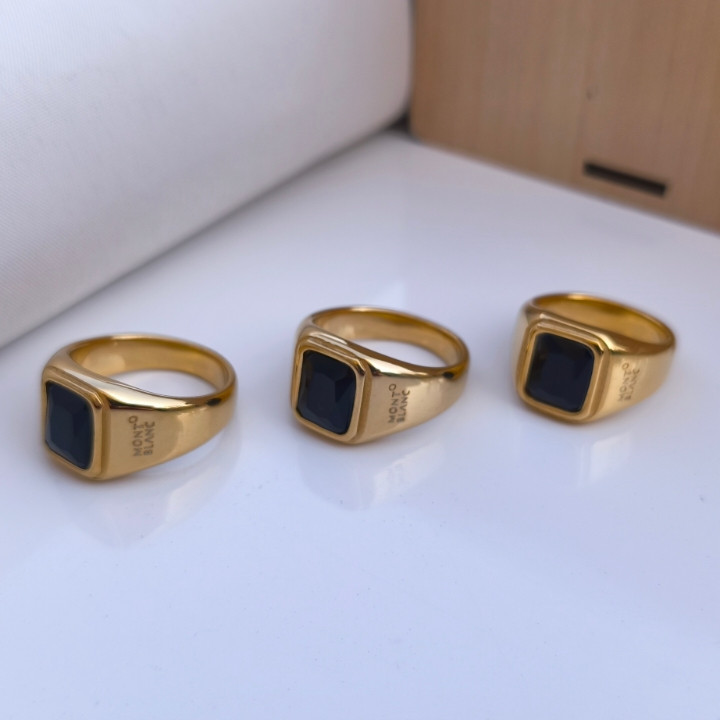 خرید انگشتر طلایی مردانه رنگ ثابت استیل