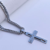 خرید گردنبند صلیب مردانه استیل رنگ ثابت