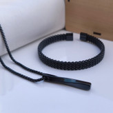 خرید ست گردنبند و دستبند مشکی مردانه