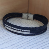 خرید دستبند چرمی مردانه کارتیر سه ردیفه پهن