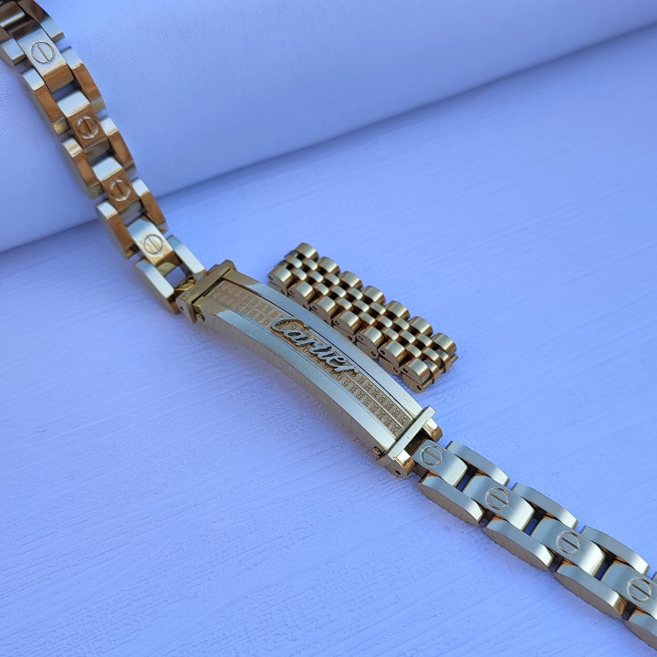 خرید دستبند مردانه طلایی کارتیر شیک استیل رنگ ثابت