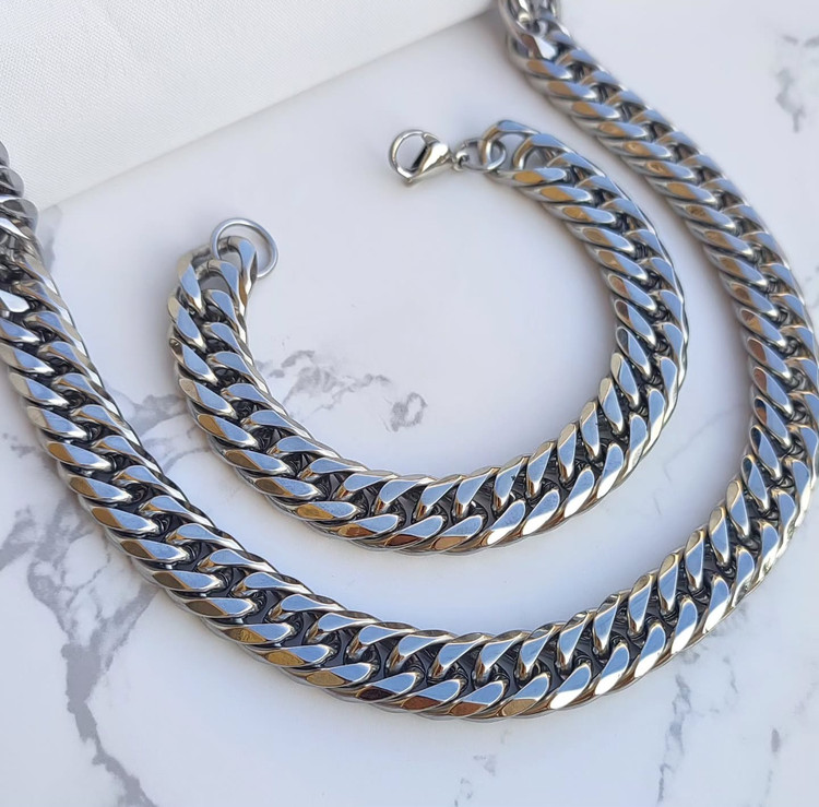خرید گردنبند زنجیری مردانه استیل رنگ ثابت