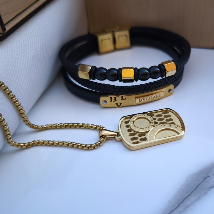 خرید ست گردنبند و دستبند مردانه شیک