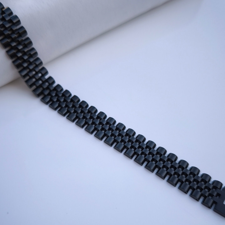 خرید دستبند رولکس مردانه مشکی استیل رنگ ثابت