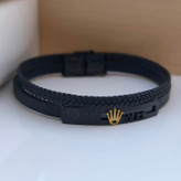 خرید دستبند رولکس چرمی مشکی