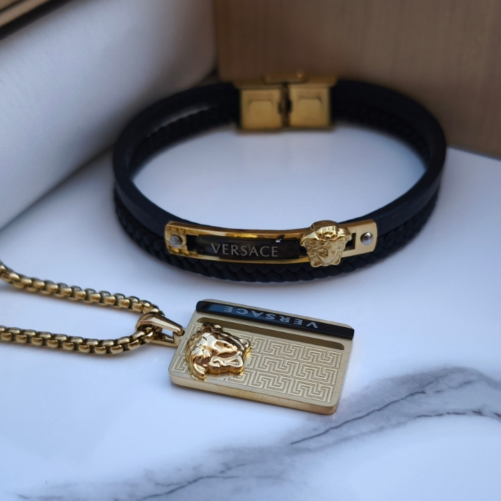 خرید ست گردنبند و دستبند مردانه ورساچه شیک