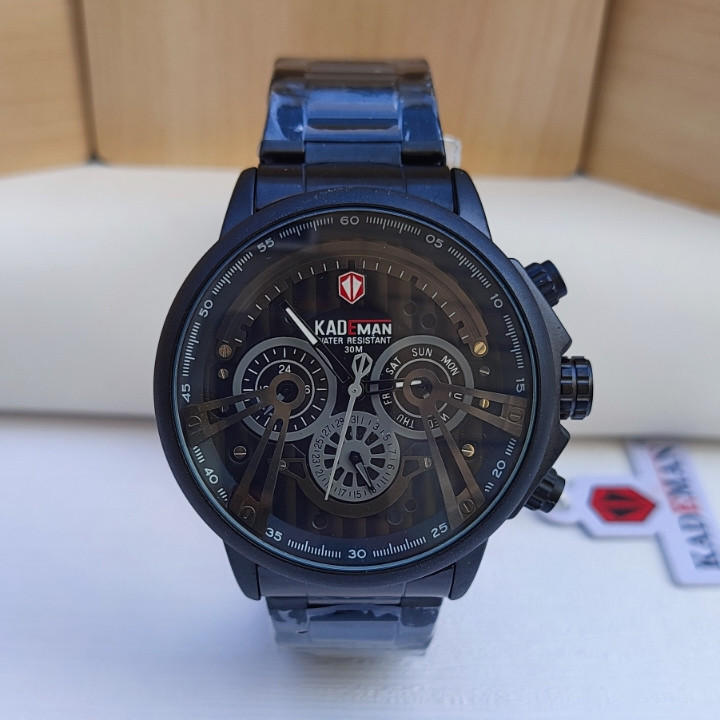 خرید ساعت مشکی مردانه سه موتور فعال استیل