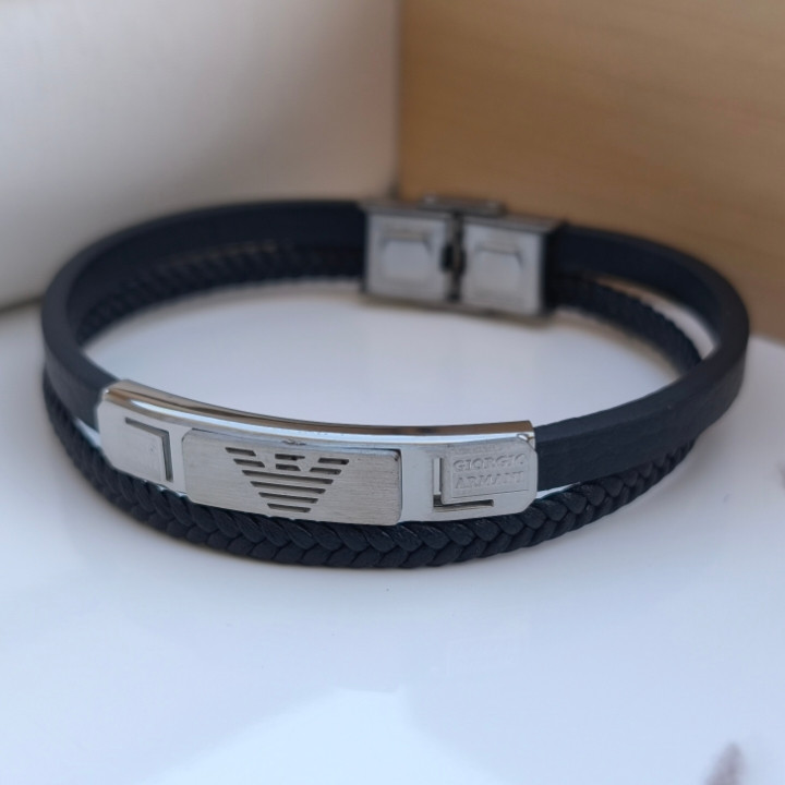 خرید دستبند مردانه چرمی جورجیا ارمانی