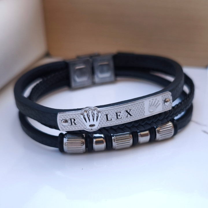 خرید دستبند پسرانه چرمی چند ردیفه شیک