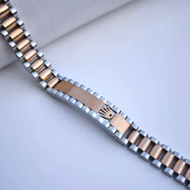 خرید دستبند مردانه دو رنگ استیل رنگ ثابت شیک