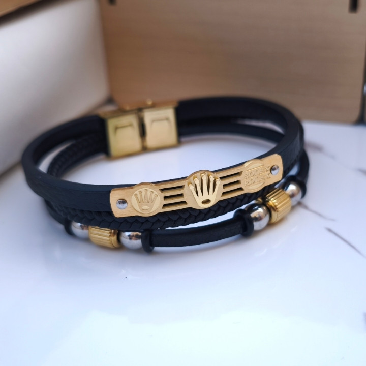 خرید دستبند مردانه چرمی سه دور شیک