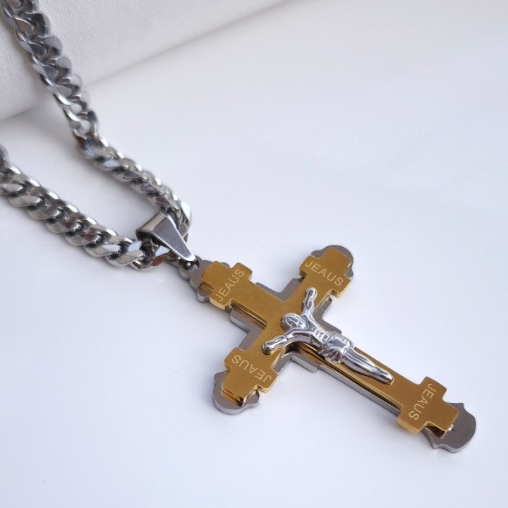 خرید گردنبند صلیب پسرانه شیک