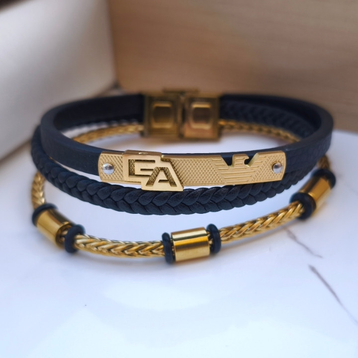 خرید دستبند چرمی پسرانه سه دور شیک ارزان