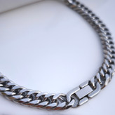 خرید زنجیر مردانه استیل رنگ ثابت قفل کتابی دوبل