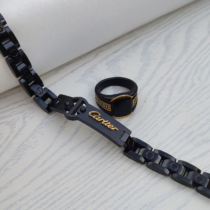 خرید دستبند مشکی مردانه شیک رنگ ثابت