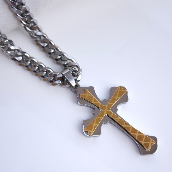 خرید گردنبند صلیب پسرانه شیک۲