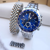 خرید ست ساعت و دستبند مردانه نقره ای شیک