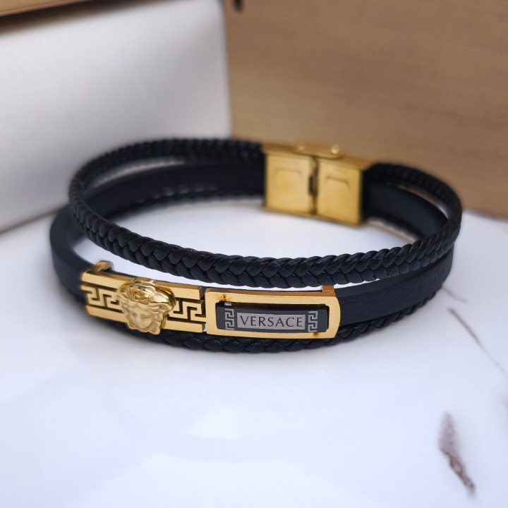 خرید دستبند چرمی پسرانه ورساچه پهن