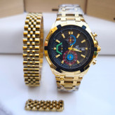 خرید ست ساعت و دستبند مردانه طلایی شیک