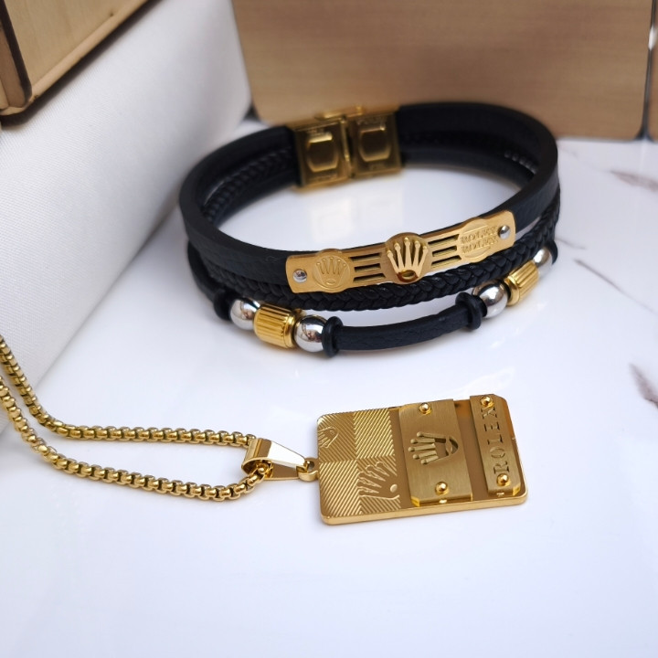 خرید ست گردنبند و دستبند مردانه رولکس