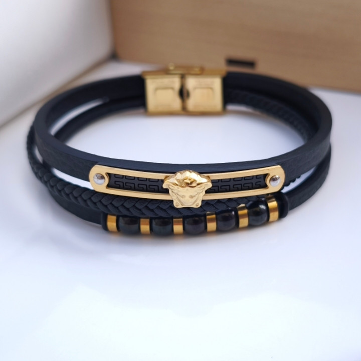 خرید دستبند پسرانه ورساچه چرمی اسپرت