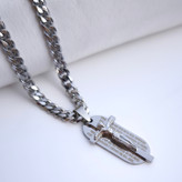 خرید گردنبند مردانه صلیب نقره ای استیل