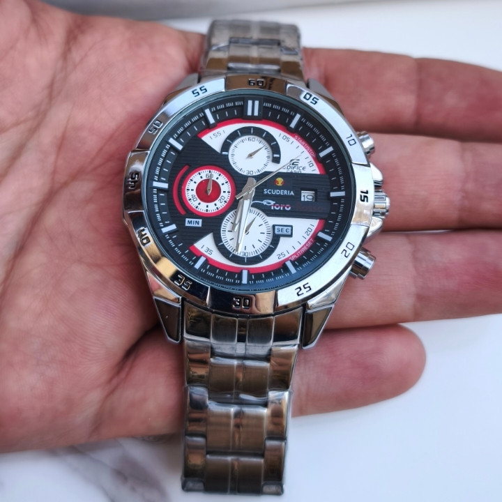 خرید ساعت مردانه سه موتور فعال نقره ای کاسیو