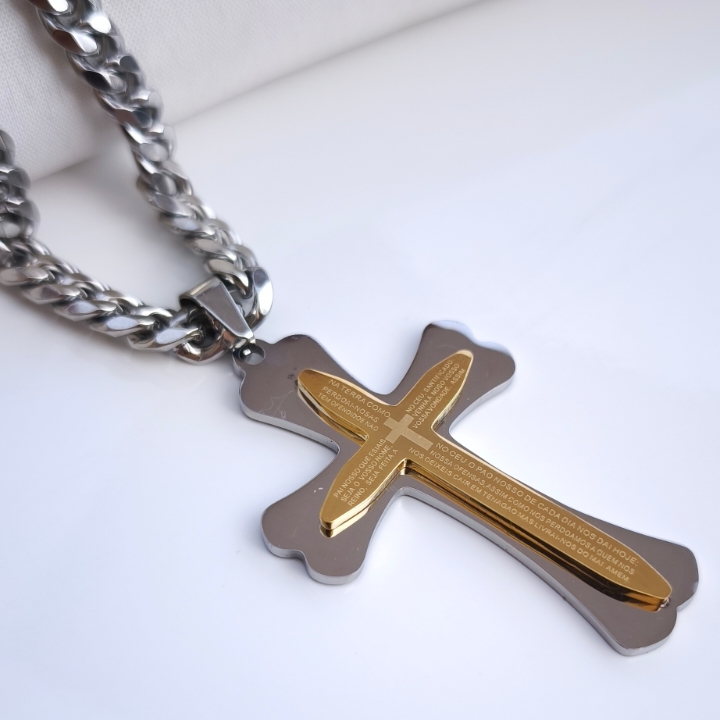 خرید گردنبند صلیب استیل رنگ ثابت